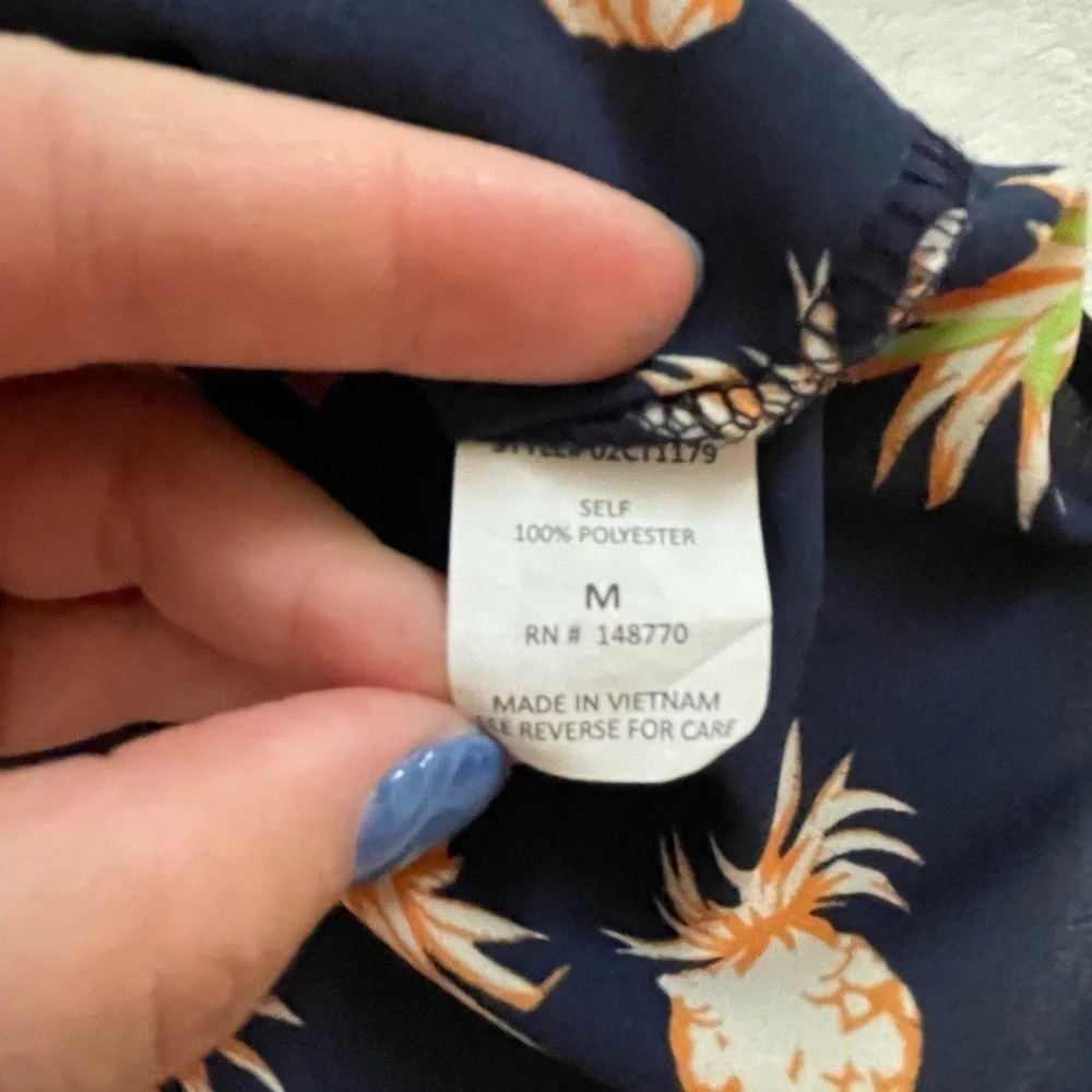 Sienna Sky | Navy Blue Pineapple Off the Shoulder Flutter Sleeve Blouse - Picture 3 of 6